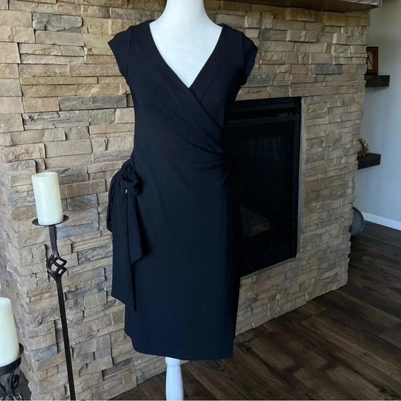 Zara Women Wrap Dress Cap Sleeve Black Size M - Picture 2 of 13